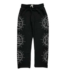 Mixed Emotions Eclipse Rhinestone Sweatpants Black