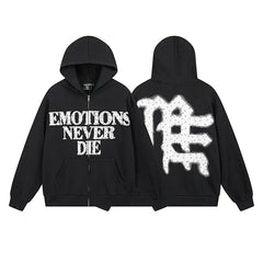 MIXED EMOTION "Emotions Never Die" Rhinestone Hoodie