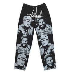 That's A Awful Lot Of Cough Syrup Portrait All-Over Print Sweatpants - Black / Grey