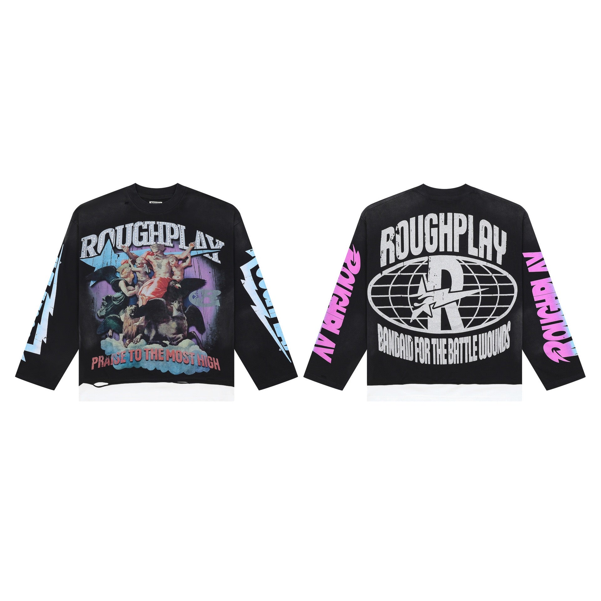 Men's Oversized Cotton Angel Print Crew Neck Shirt